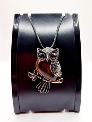 Collier Pendentif Hibou Œil de Tigre