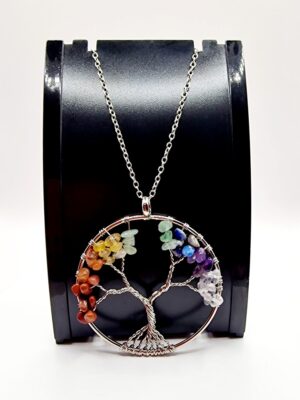 Collier Argente Arbre de Vie 7 Chakras